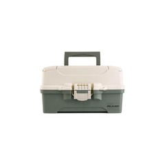 Plano Two-Tray Tackle Green/Tan Rust-Proof Brass Latch Top-Access Tray Deep