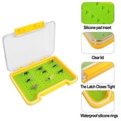 2 PCS Waterproof Fly Fishing Box Slim Silicone Clear ABS Lid h048l Orange