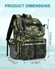 Fishing Backpack with Rod Holders, 43L Large Water Resistant Tackle Bag Stora…