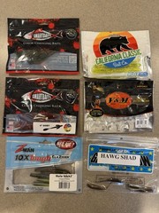 Vintage Plano 4100 Tackle Box Green Beige With 16 New Sealed Soft Baits