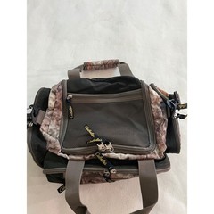 Cabelas Fishing Tackle Bag Camo Black Canvas Shoulder Strap Multi Pocket Storage