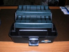 Flambeau Outdoors 2-Tray Tackle Box Barely Used Green and Black Knot Notes