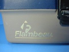 Flambeau 1 Tray Tackle Box With Lures Reel Spoons Terminal Tackle & Penquin Line