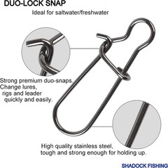 Efficient Fishing Tackle with 100 Duo Lock Snaps – Size 0-8, for All Anglers