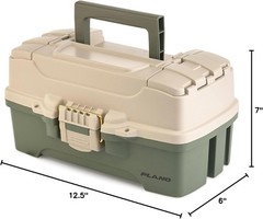 Durable One-Tray Tackle Box in Green/Tan with Rust-Proof Brass Latch for Anglers