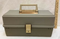Tackle Box Old Plano 3 Trays Fold Out Tackle Included Latch Handle 15.5″ Plastic