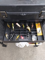 VINTAGE Plano Phantom Pro III Black 4 Drawer Fishing Tackle Box Full Of Tackle