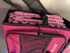 GOTURE Pink/Black Fishing Backpack, Plastic, Shoulder Strap, 3 Tackle Boxes