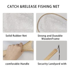 Aventik Fly Fishing Landing Net for Trout Soft Rubber Ghost Mesh Catch and Re…