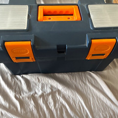 Flambeau Plastic Hard Case Tackle Box Organizer Blue/Orange 3 Pockets 2 Dividers