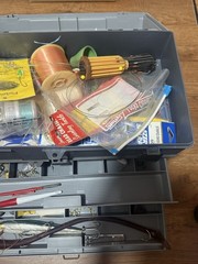 Vintage Plano# 5757 Fishing Tackle Box 4 Drawer with Tackle & Vintage Lures