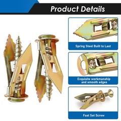180Pcs Self Drilling Drywall Anchors with Screws Kit, Metal Expansion Bolt fo…