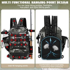 Dolodomy 0028 Fishing Backpack with Rod Holder Tackle Storage Bags