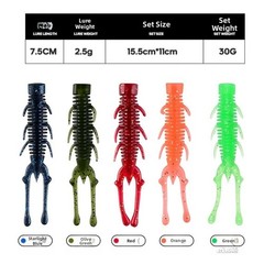 TPE Floating Shrimp Lure 7.5cm 2.5g 10pcs Soft Bait for Bass Perch Night Use