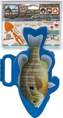 25 Pcs Kids Kit Fishing Tackle Box Wild Bite Panfish Blue Plastic Storage10.75″