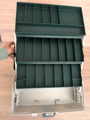 PLANO Model 3300 – 3 Tray 3 Tier Fishing Bait Tackle Box Green Gray – VTG Clean