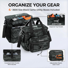 Fishing Tackle Bag with Removable Bait Binder Water-Resistant 4 Tackle Boxes