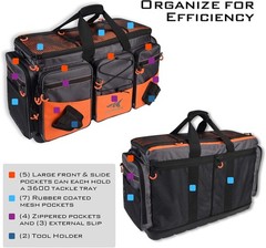 Organized Fishing Tackle Bag – 3600 Size Trays, 12 Pockets/-