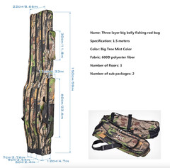 Large Belly Three Layer Double Shoulder Trees Foldable Fishing Bag Green 1.5m