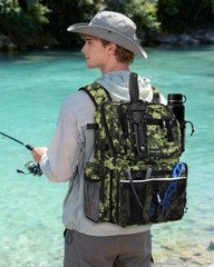 Fishing Backpack with Rod Holders, 43L Large Water Resistant Tackle Bag Stora…