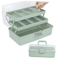 12.5in 3-Layer Multipurpose Craft Organizers and Storage with Large Haze Green
