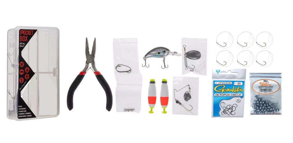 Profishiency Pocket Tackle Box with Extra Hooks & Bullet Weights Included!