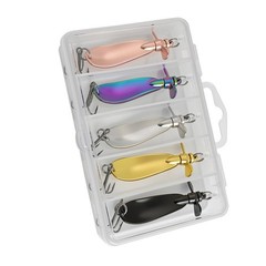 Fishing Spoon Lure with Dual Curved Zinc Alloy 5.1cm x 1.4cm 10g 5-Pack