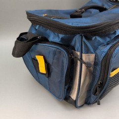 Okeechobee Fats Soft Tackle Bag Blue Tan 5 Pocket Shoulder Strap Fishing Gear