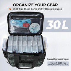 Fishing Tackle Bag 30L Water-Resistant Oxford Durable Shoulder Strap Organizer