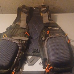 Wakeman Outdoors Fishing Chest Pack Nylon/Mesh 6-Pocket Green/Gray/Orange, Strap