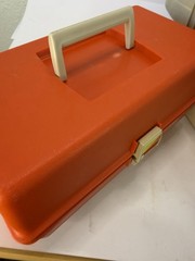 Vintage Flambeau Adventurer Tackle Box Set 1566 6-Tray Hip Roof & PA-102 Orange