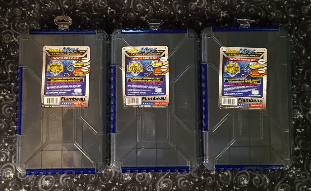 3x Flambeau Zerust Max Waterproof Tuff Tainer 20 Slots 15 Dividers WP5005 New
