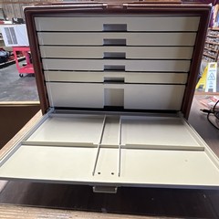 Vintage Plano 777 Tackle Box 6 Drawer Storage Organizer Tan Brown With Baits