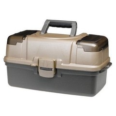 Fishing, Large 3-Tray Tackle Box, Top Access, Graphite/ Sandstone