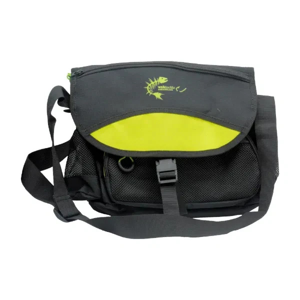 WSB Tackle Shoulder Bag Fishing Bag With Adjustable Strap And Mesh Pockets