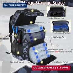 Fishing Backpack with Rod Holder, Large 50L Tackle Bag Water Resistant Tackle