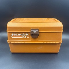 Vintage Fenwick 3.5 Wide Body Orange Fishing Tackle Box Storage Box Fishing