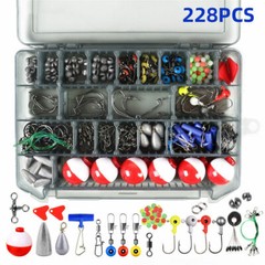 Zide 228/268 Fishing Accessories Kit Set With Tackle Box Jig Hooks Bullet Sinker