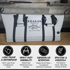 KRAKEN SUPPLY CO 48” Fish Kill Bag Game Bag Leak Proof Insulated Offshore