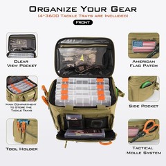 KastKing Karryall Tackle Bags Fishing With 4 * 3600 Tackle Trays Storage NEW!