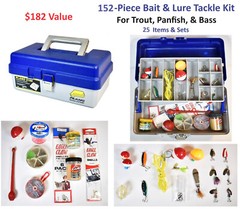 152-Piece BAIT & LURE TACKLE BOX FISHING KIT Trout Spinner Spoon Hooks Weights