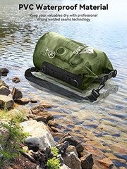 Dry Bag Waterproof for Women Men, 5L//20L/30L/40L Roll Top 10L Pitch Green