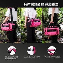 Fishing Tackle Bag, 600D X-Small A:Pink(Without Trays-14.96″x9.06″x7.48″)