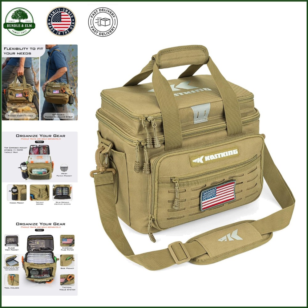 Medium Fishing Gear Storage Bag with Padded Shoulder Strap and Zipper Closure