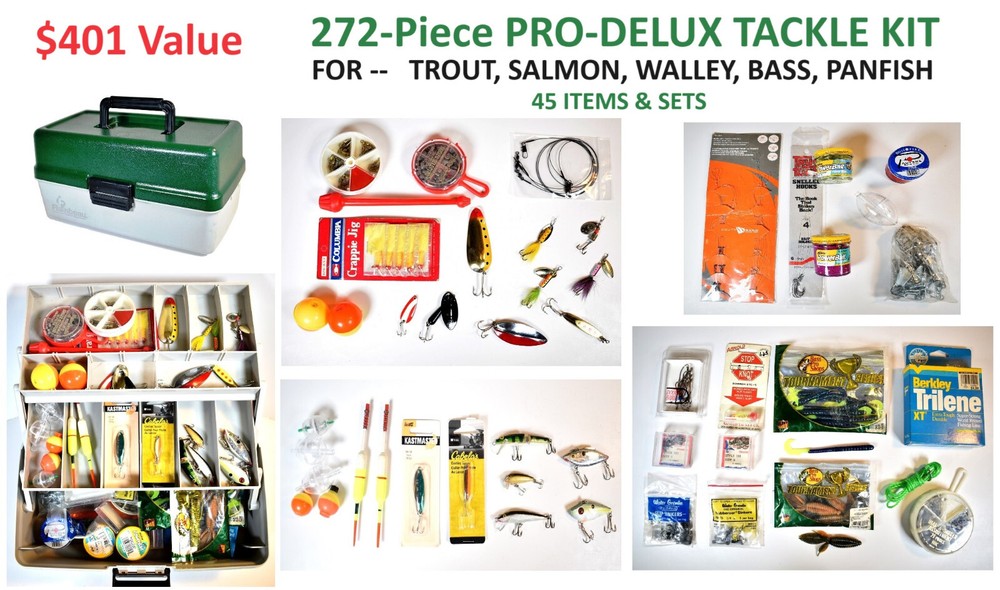 272-Piece BASS TROUT TACKLE BOX FISHING KIT Lures Crankbait Spinner Spoon bait