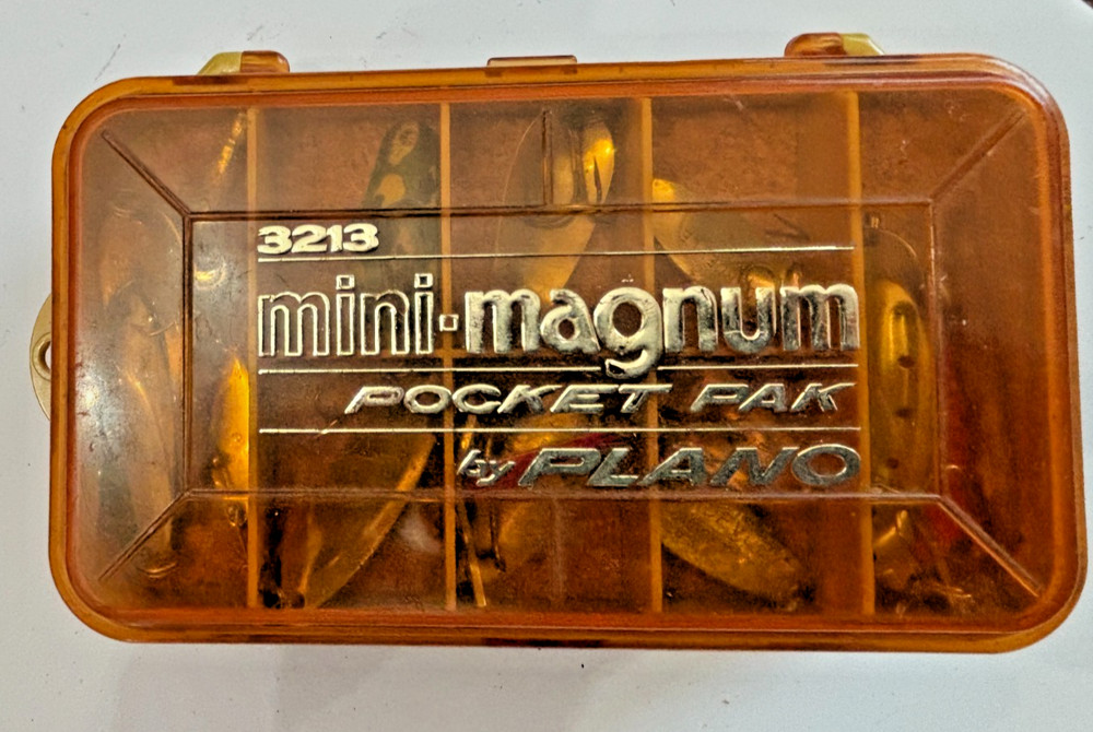 Vintage Mini Magnum 3213 Tackle Box 2 Sided Pocket Pak By Plano With 24 Spoons