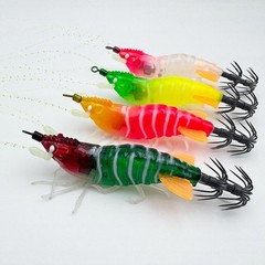 Glow in Dark Shrimp Hook Lure with Rattling Beads and Flexible Soft Legs