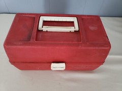 Vintage Old Pal 1060 Fishing Tackle Box 3 Tray Red Plastic Made in USA