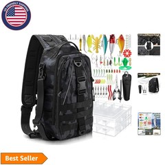 85-Piece Fishing Tackle Backpack Kit with Rod Holder & Lures