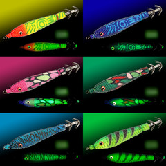 Luminous Noctilucent Squid Bait 80mm 5g Wooden Shrimp Jig Hook Rubber Metal Mix